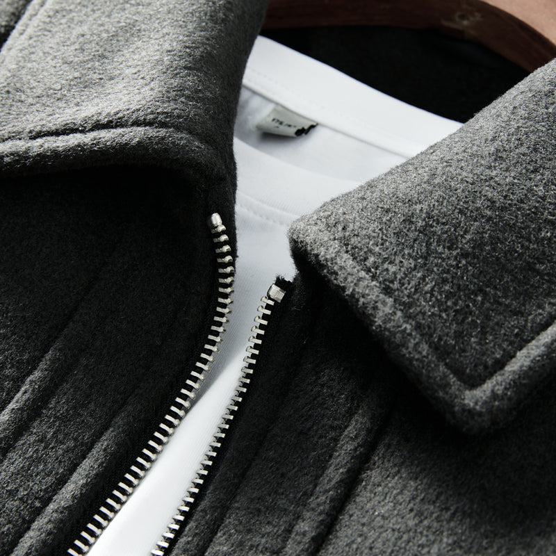 Korean Minimalist Workwear Jacket – Thickened 53% Sheep Wool, Turn-Down Collar for Autumn/Winter