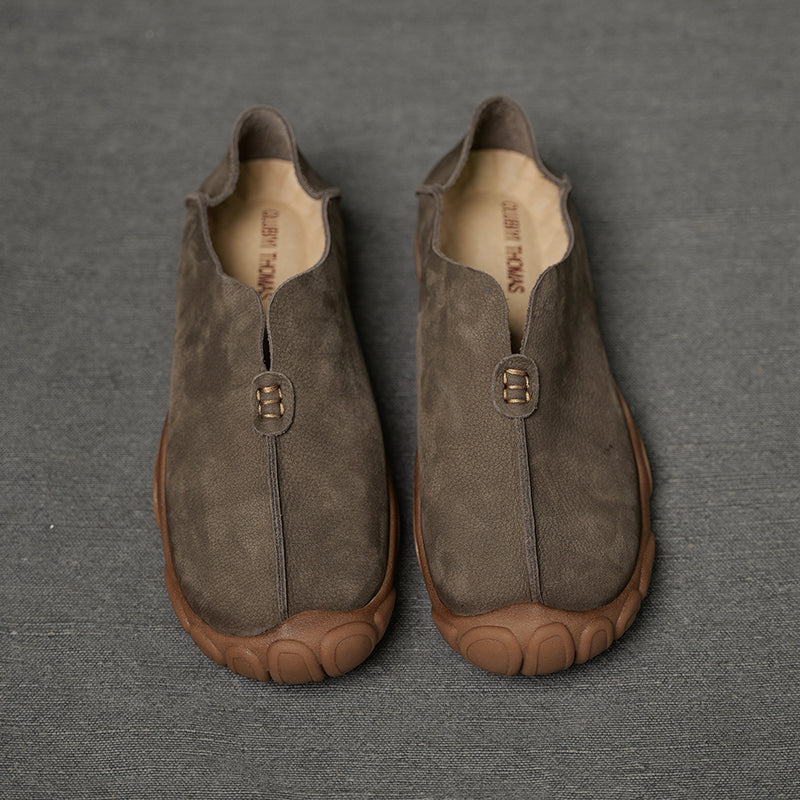 Genuine Leather Slip-On Casual Shoes for Men – Breathable Soft Sole, Lazy-Loafer Comfort