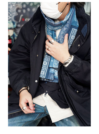 Japanese Paisley Patchwork Scarf – Cotton Linen Double-Layer Wrap