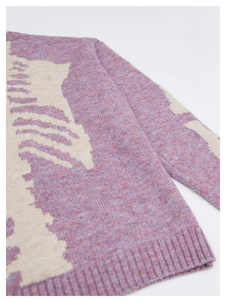 Japanese retro bone knitted sweater pullover