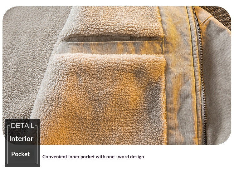 Lambswool Stand Collar Workwear Bomber Jacket – Fleece Lined Unisex Winter