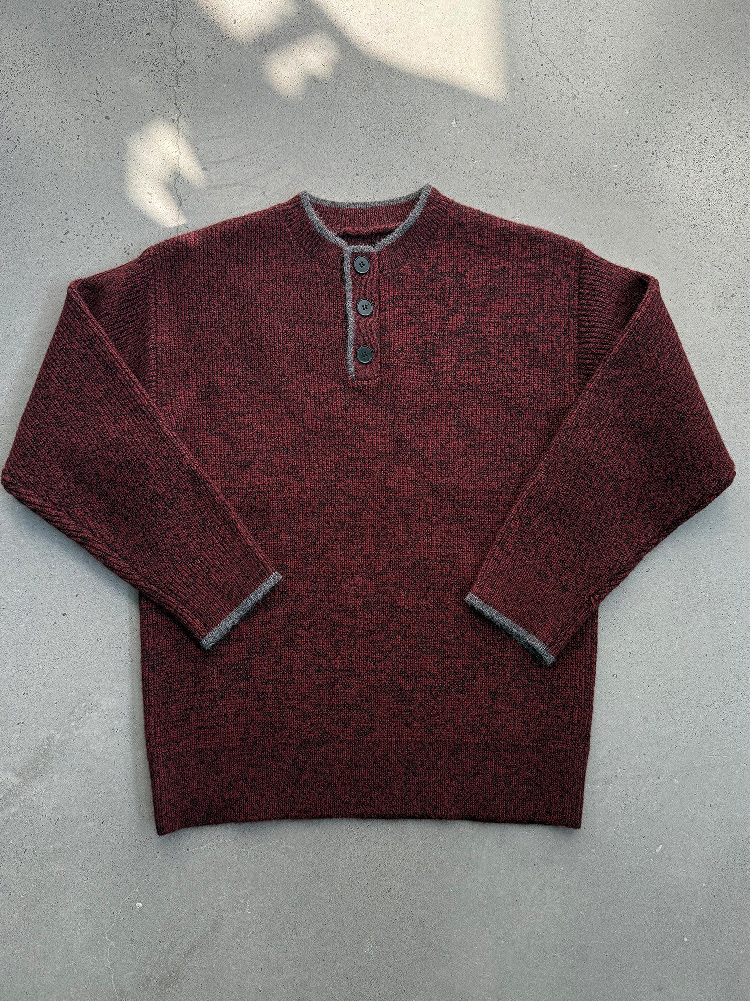 Retro Henley Knit Sweater – Lazy Style Crew Neck Men – Japanese vintage | yamalin clothes | Yamalinclothes