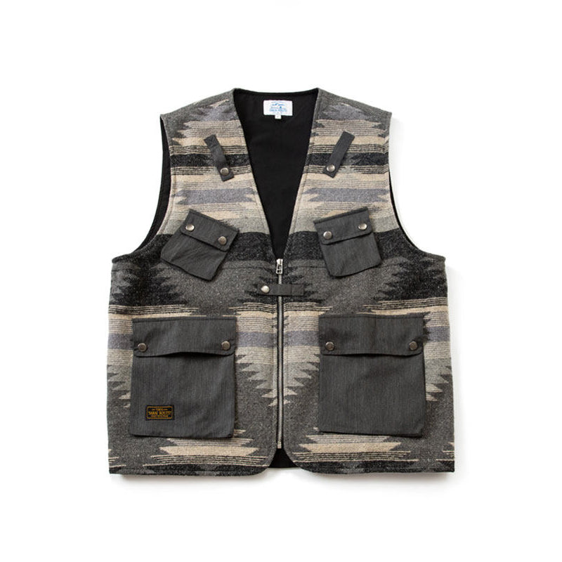 Ethnic Pattern Multi-Pocket Cargo Vest – Loose Fit Autumn Winter Versatile – Vest | japanese streetwear | vintage workwear | unisex | Yamalinclothes