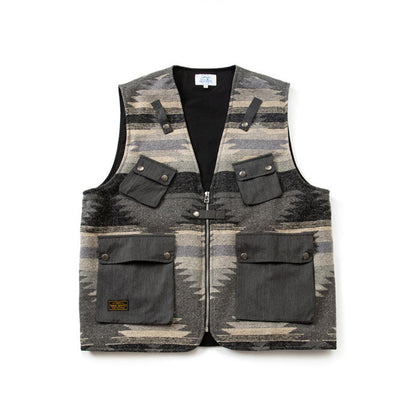Ethnic Pattern Multi-Pocket Cargo Vest – Loose Fit Autumn Winter Versatile – Vest | japanese streetwear | vintage workwear | unisex | Yamalinclothes