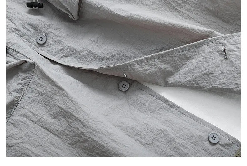 Japanese Retro Loose Short-Sleeve Cargo Shirt – Versatile Nylon Men’s Summer Top – Japanese vintage | yamalin clothes | Yamalinclothes