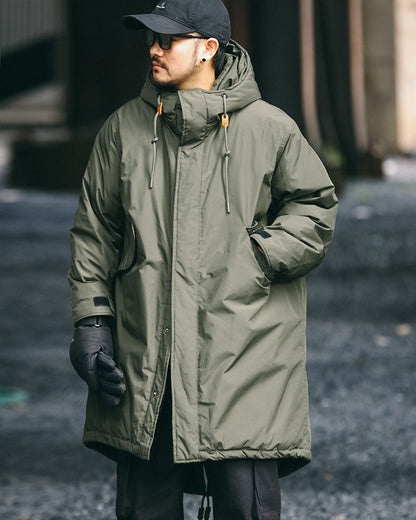 Japanese Retro Swallowtail White Duck Down Hooded Jacket – Mid-Length Unisex Winter