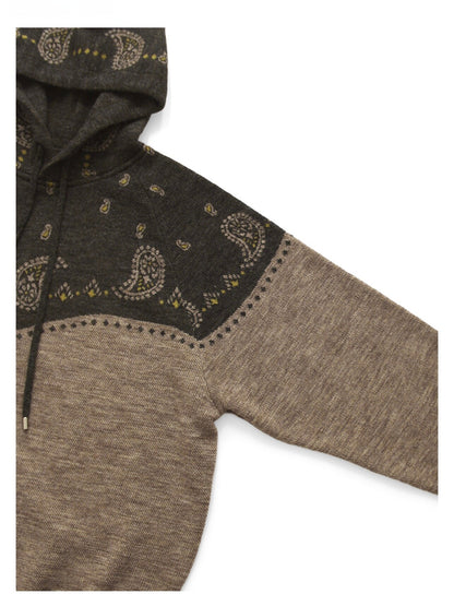 Hooded Knit Sweater – Paisley & Color Block