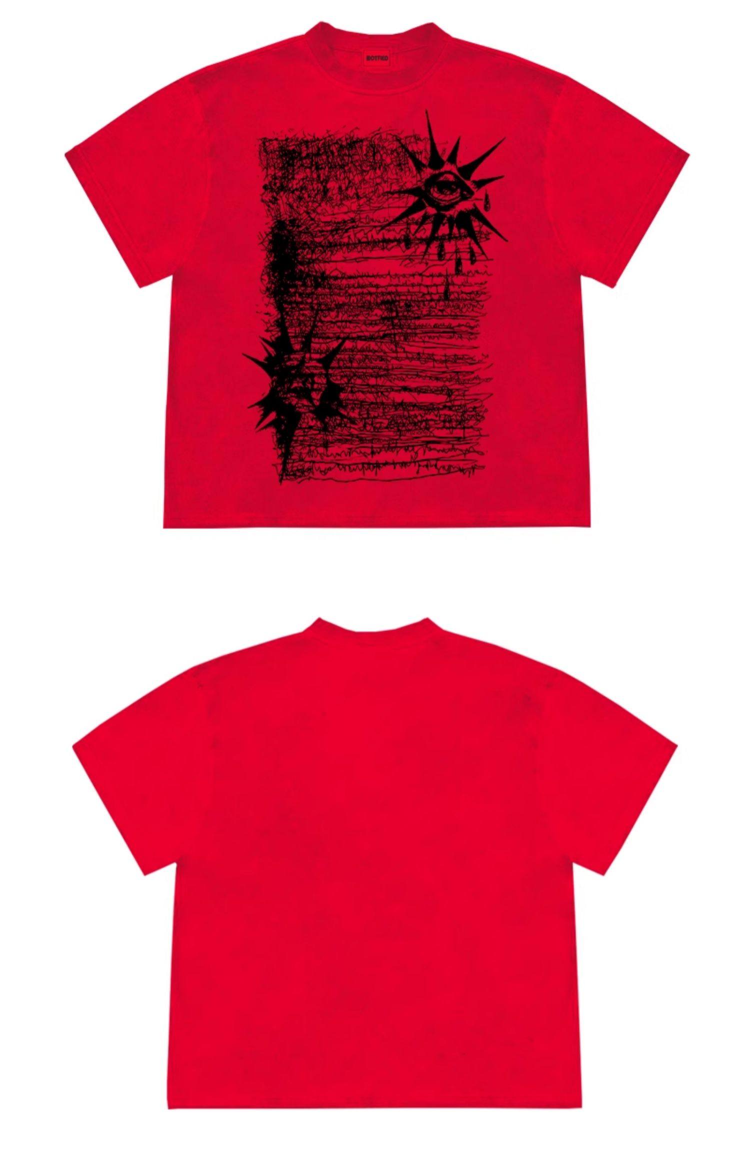 260G Heavy Y2K Red Short Sleeve Tee – Visual Goth Unisex Niche Streetwear – Japanese vintage | yamalin clothes | Yamalinclothes