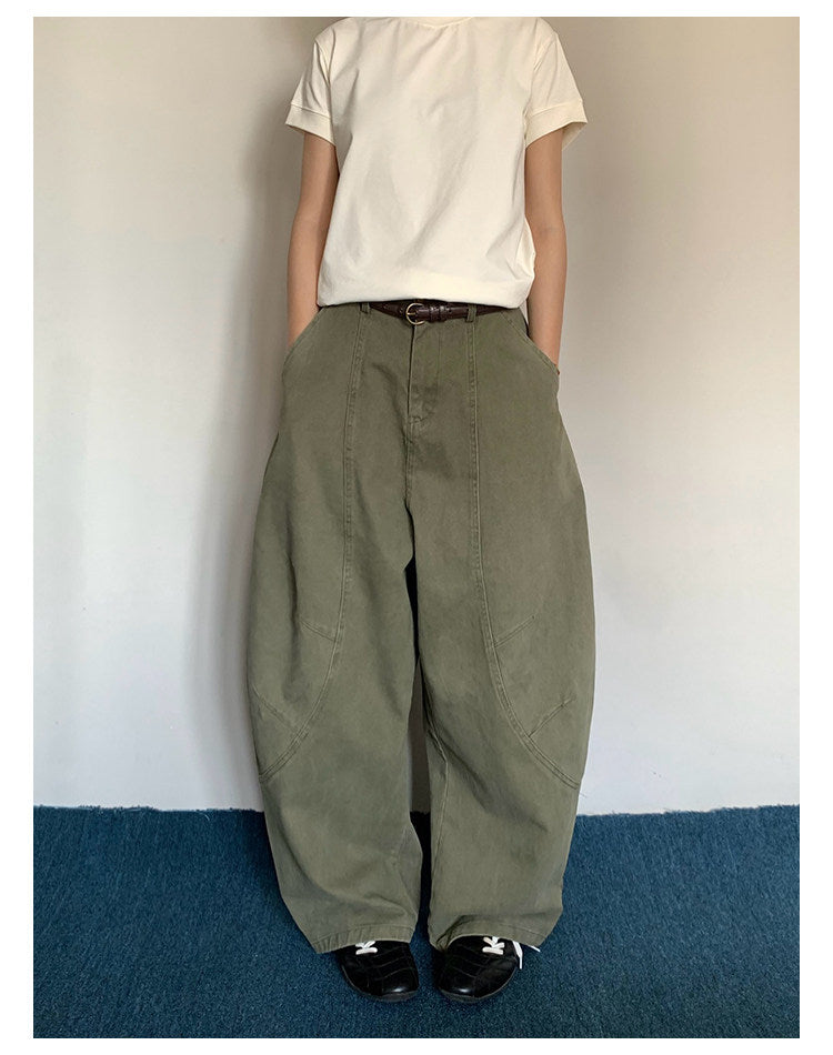 Washed Wide-Leg Cargo Pants – American Retro Unisex