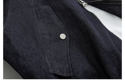 Hooded Denim Zip-Up Jacket – Japanese Vintage Loose Unisex