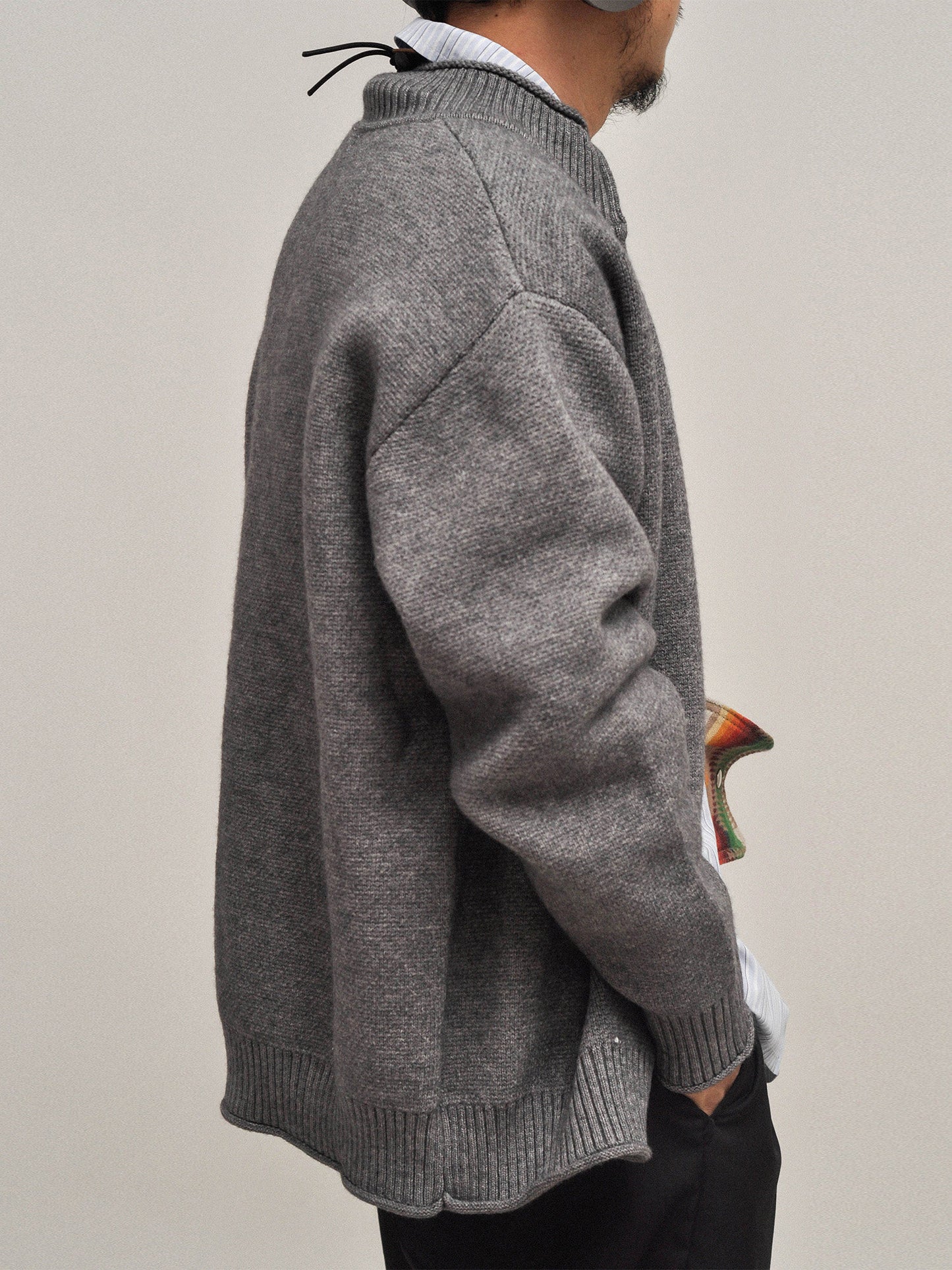 Half-Turtleneck Zip Knit Cardigan – Oversized Unisex Sweater – Japanese vintage | yamalin clothes | Yamalinclothes
