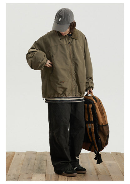 Japanese Vintage Workwear Lapel Jacket – Relaxed Unisex Chore Coat