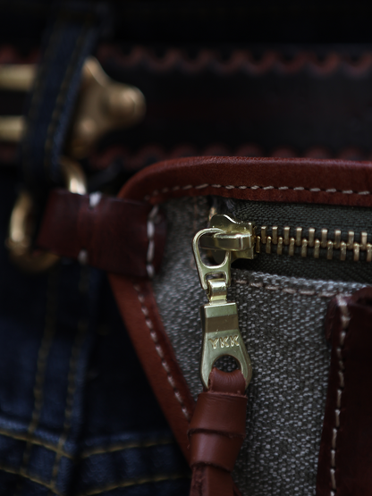 Salt & Pepper Canvas Leather Waist Bag – Handmade Unisex Fanny Pack
