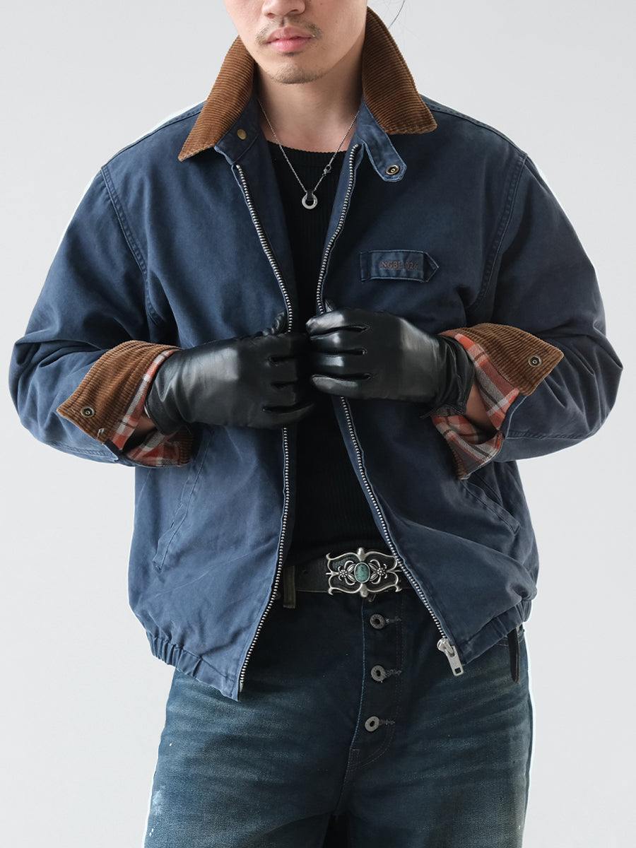 Washed Cotton Jacket – Contrast Corduroy Collar | Yamalinclothes