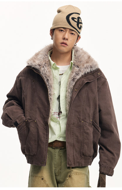 Frost Ice Texture Leather Jacket – Loose Heavyweight Winter Unisex