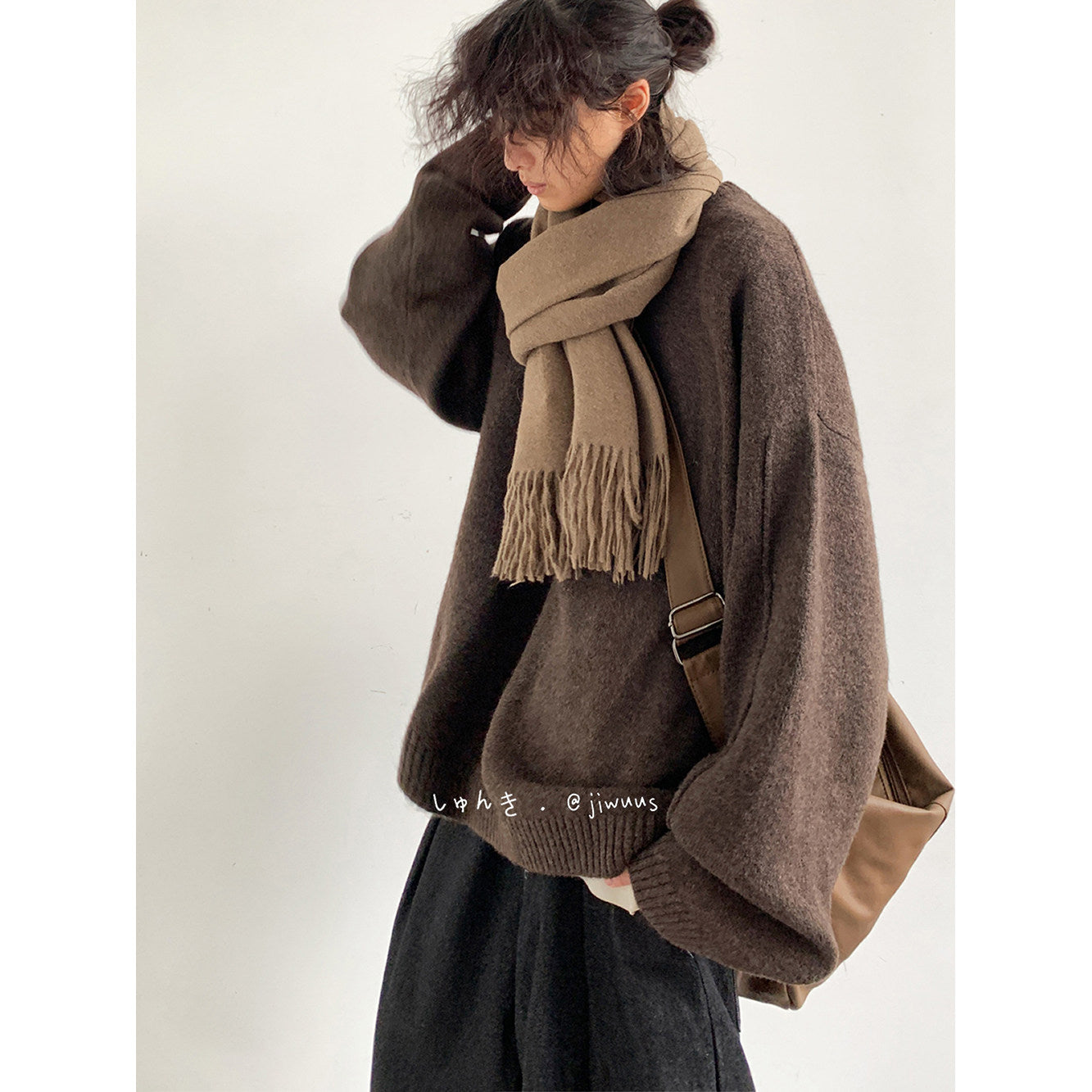 Japanese Vintage Knit Sweater – Unisex Collegiate Maillard