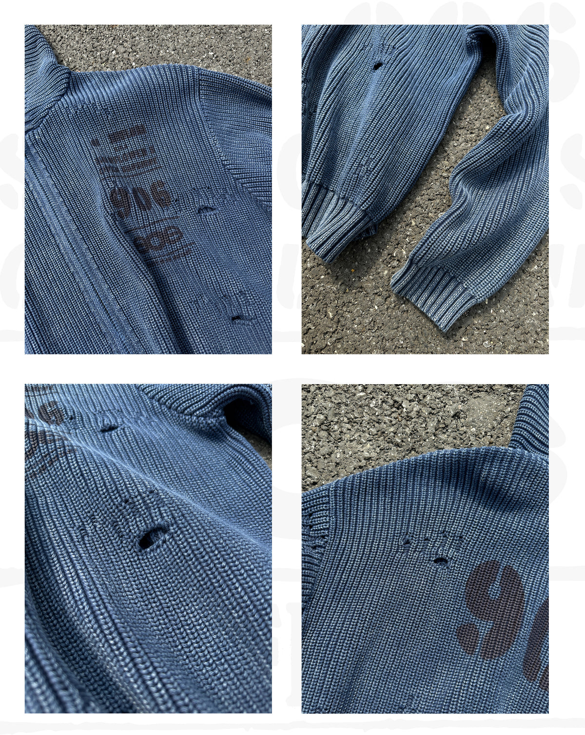 440G Washed Distressed Hooded Knit Zip Cardigan – Japanese Vintage Oversized – Sweater cardigan | japanese streetwear | vintage workwear | unisex | Yamalinclothes