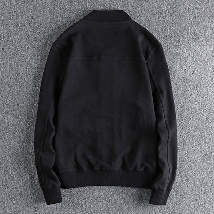 Heavy Knit Embroidered Button Baseball Jacket – American Vintage Workwear Unisex – Coats Jackets | japanese streetwear | vintage workwear | unisex | Yamalinclothes