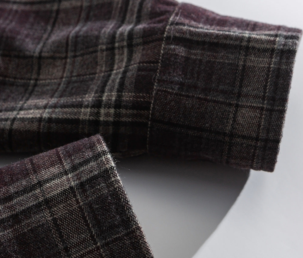 Japanese Vintage Large Plaid Wool-Blend Long-Sleeve Shirt – Oversized Unisex