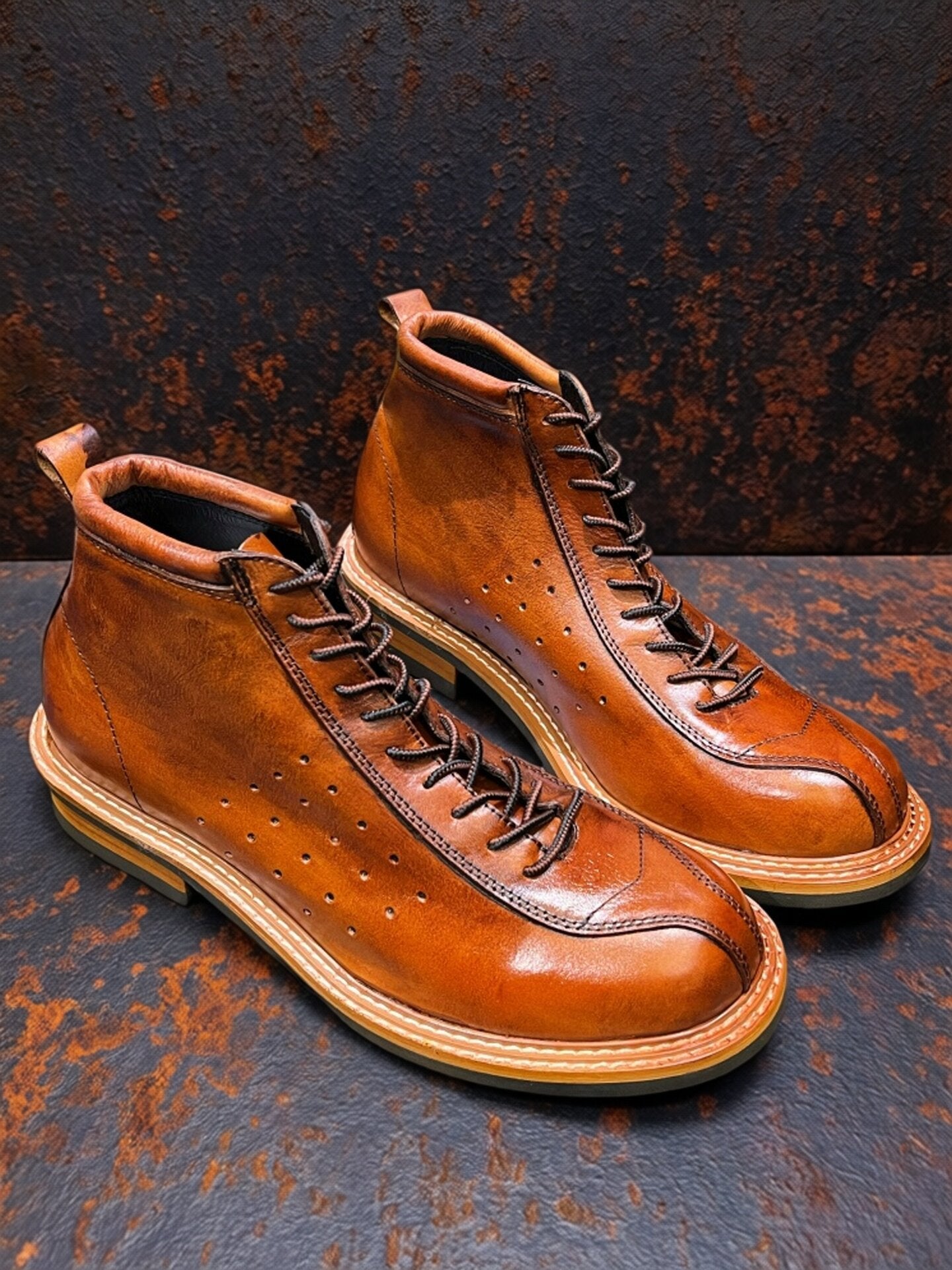 Vintage Cowhide Workwear Ankle Boots – Men's Motorcycle Riding Boots