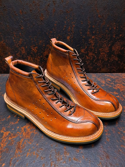 Vintage Cowhide Workwear Ankle Boots – Men's Motorcycle Riding Boots
