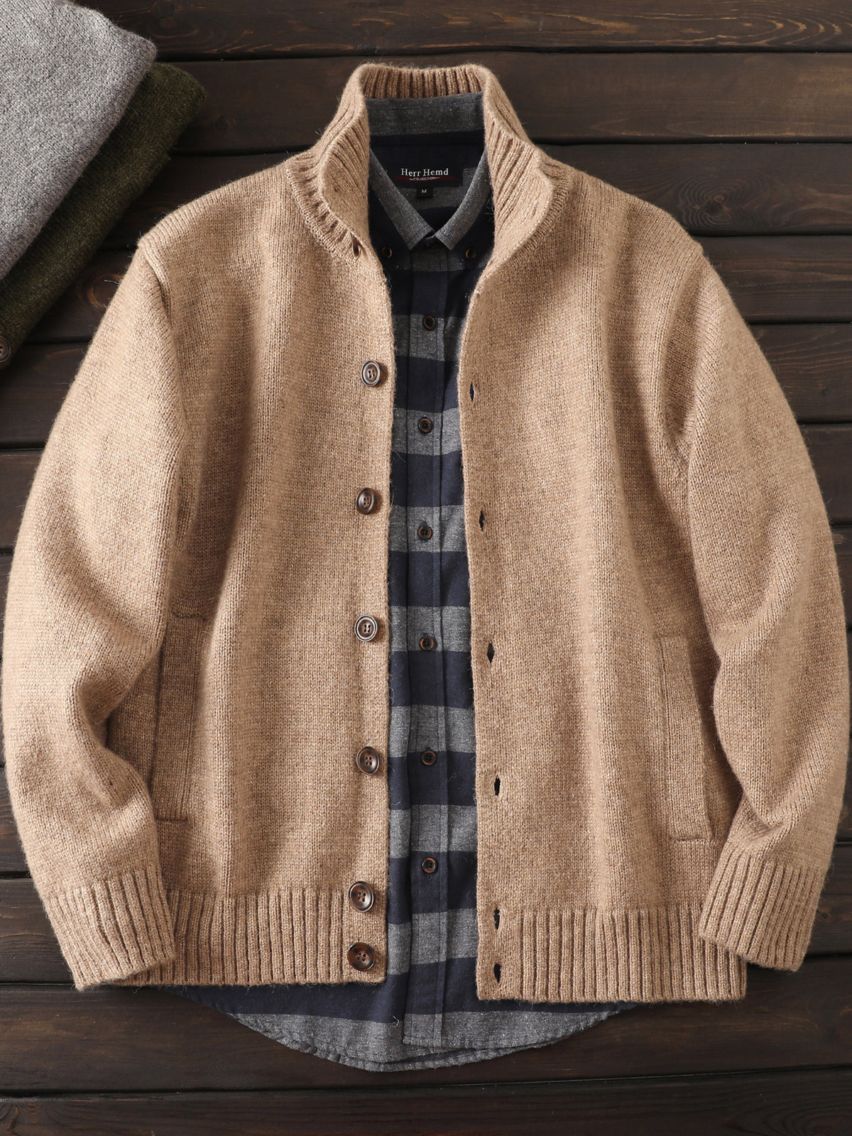 Alpaca Wool Blend Stand-Collar Knit Cardigan – Thickened Oversized Unisex