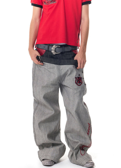 Wide-Leg Jeans – Asymmetric Double Waist