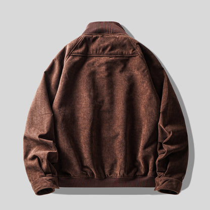 Vintage Suede Stand Collar Short Jacket – Men's Loose Commuter Coat