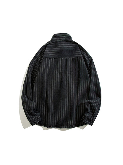 Striped Denim Shirt – Asymmetric Chest Pockets | Yamalinclothes