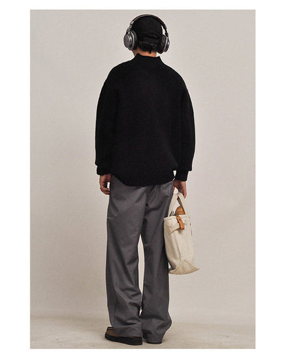 Half-Turtleneck Zip Knit Cardigan – Oversized Unisex Sweater – Japanese vintage | yamalin clothes | Yamalinclothes