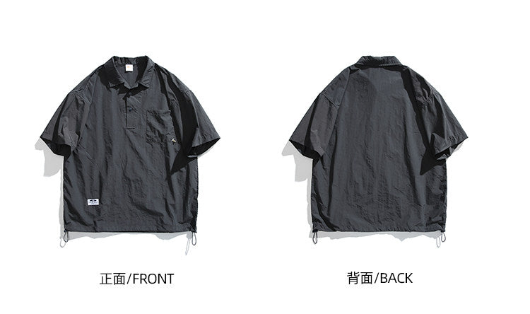 Japanese Retro Quick-Dry Short-Sleeve Shirt – Relaxed Unisex Outdoor Nylon Tee