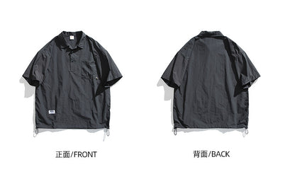 Japanese Retro Quick-Dry Short-Sleeve Shirt – Relaxed Unisex Outdoor Nylon Tee