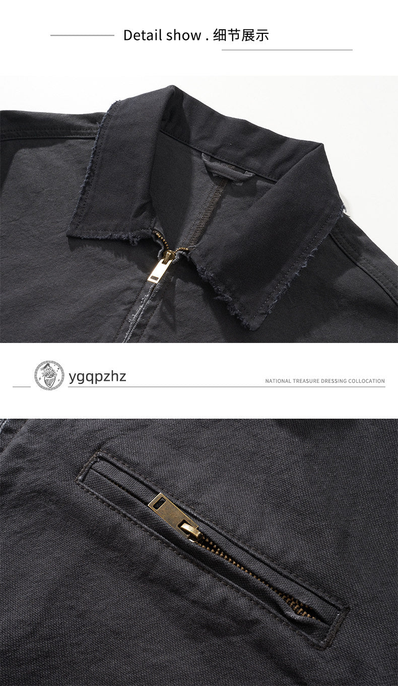 Detroit Vintage Heavy Cotton Cargo Jacket Men – American Workwear Lapel Barn Coat | Japanese vintage | yamalin clothes | Yamalinclothes
