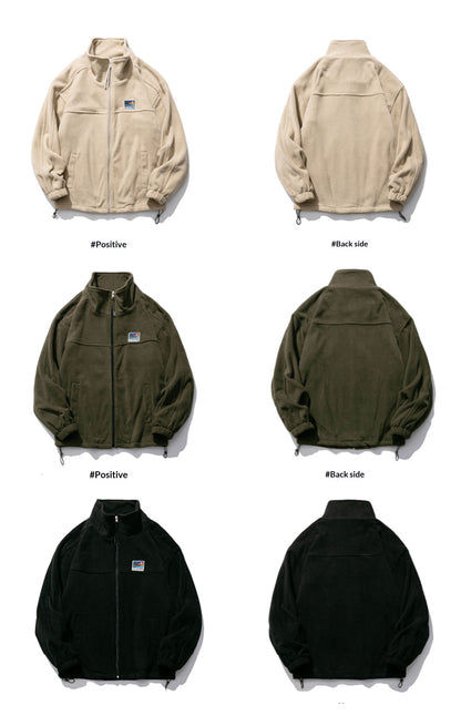 Fleece Padded Stand-Collar Zip Cardigan – Outdoor Oversized Unisex