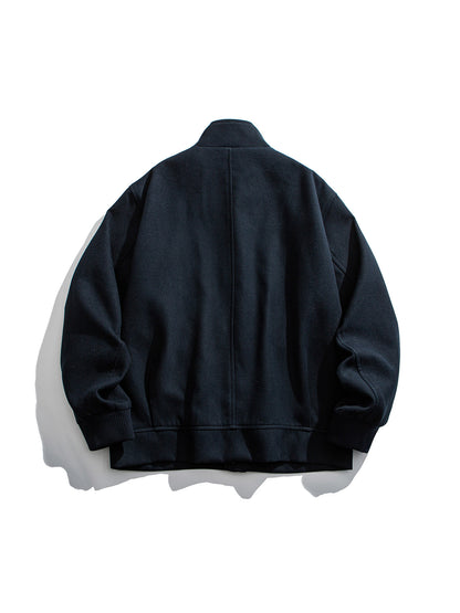 Wool Blend Stand Collar Utility Jacket – American Vintage Minimalist Loose Unisex – Coats Jackets | japanese streetwear | vintage workwear | unisex | Yamalinclothes