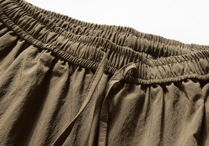 Japanese Pleated Wide-Leg Cargo Trousers – Oversized Unisex Elastic Waist Slacks