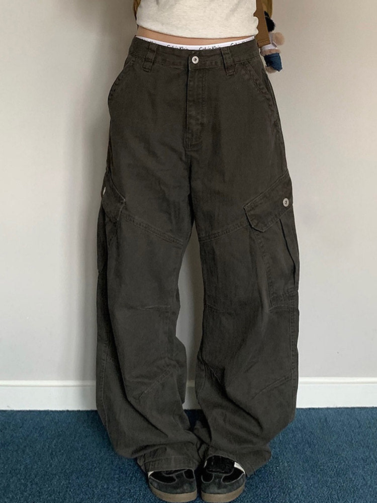 American Retro Multi-Pocket Cargo Pants – Wide-Leg Unisex