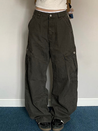 American Retro Multi-Pocket Cargo Pants – Wide-Leg Unisex