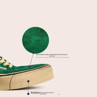 suede low-top canvas shoes Thick-soled vulcanized shoes Retro Japanese trendy men's and women's crestboard shoes 2025