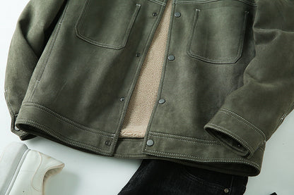 Suede Fleece Workwear Jacket – American Retro Thick Warm Unisex – Japanese vintage | fall outfits 2026 | fall winter outfits | classy winter outfits | lazy comfy outfits | japanese streetwear | vintage workwear | yamalin clothes | Yamalinclothes