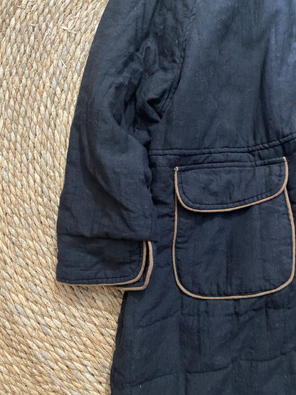 Long Padded Coat – Contrast Trim & Flap Pockets | Yamalinclothes