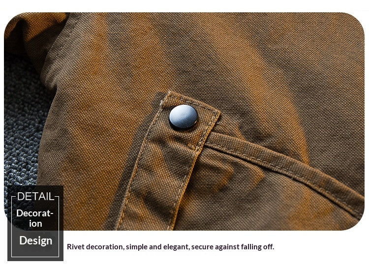 Vintage Washed Detroit Shooting Jacket – Pure Cotton Unisex Spring Autumn