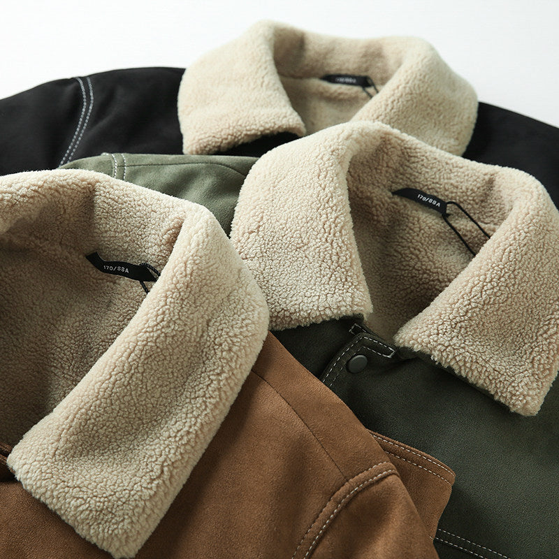 Suede Fleece Workwear Jacket – American Retro Thick Warm Unisex – Japanese vintage | fall outfits 2026 | fall winter outfits | classy winter outfits | lazy comfy outfits | japanese streetwear | vintage workwear | yamalin clothes | Yamalinclothes