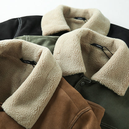 Suede Fleece Workwear Jacket – American Retro Thick Warm Unisex – Japanese vintage | fall outfits 2026 | fall winter outfits | classy winter outfits | lazy comfy outfits | japanese streetwear | vintage workwear | yamalin clothes | Yamalinclothes
