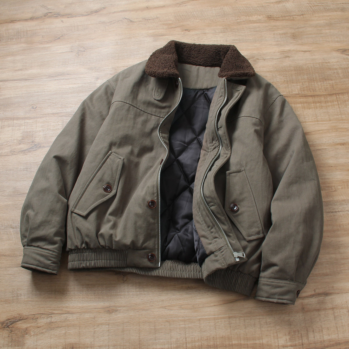 Fur Collar Turn-Down Utility Cotton Jacket – Vintage Loose Outdoor Unisex