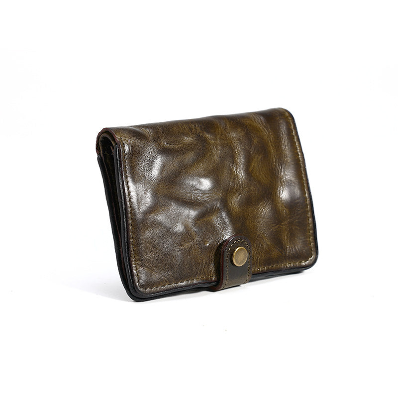 Vegetable Tanned Leather Bifold Wallet – Handmade Retro Card Holder – Japanese vintage | yamalin clothes | Yamalinclothes