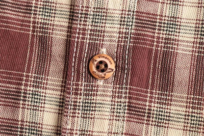 Japanese Plaid Workwear Shirt – Men's Washed Cotton Large Pocket Long-Sleeve