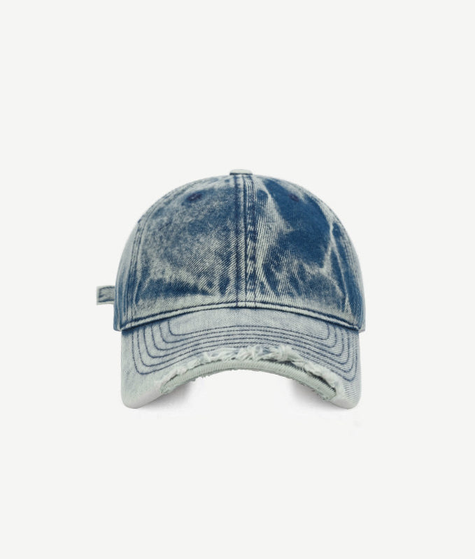 Washed Distressed Denim Baseball Cap – Curved Brim Adjustable Unisex