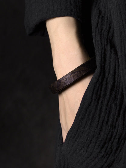 Ebony Wood Open Bangle – Handmade Ethnic Vintage Brass Bracelet Unisex