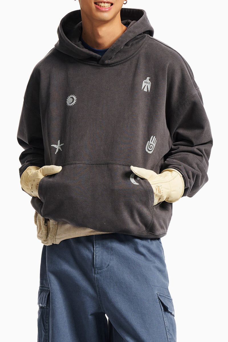 Graphic Hoodie – Washed Finish & Symbol Prints | Yamalinclothes